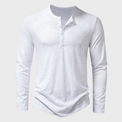 T-shirt manches longues homme avec patte de boutonnage