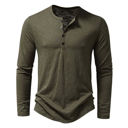 Chemise décontractée à manches longues pour hommes avec col quart de bouton