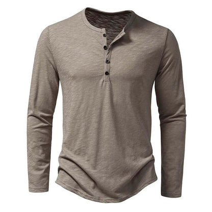 Chemise décontractée à manches longues pour hommes avec col quart de bouton