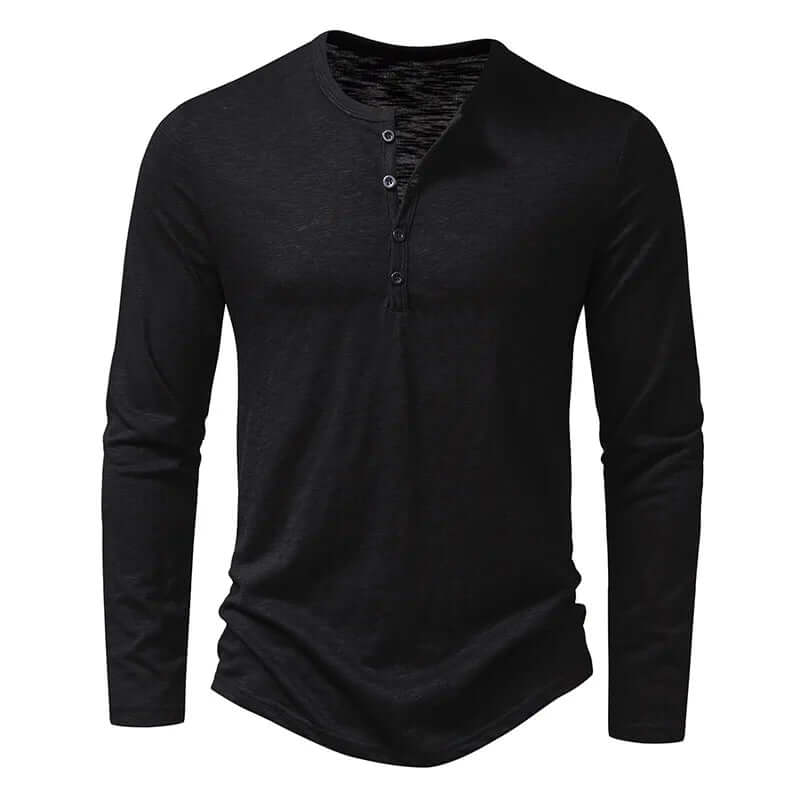 Chemise décontractée à manches longues pour hommes avec col quart de bouton
