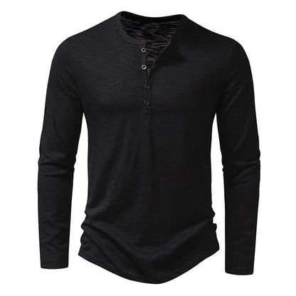 Chemise décontractée à manches longues pour hommes avec col quart de bouton