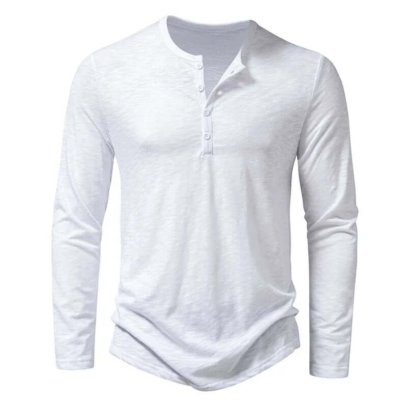 Chemise décontractée à manches longues pour hommes avec col quart de bouton