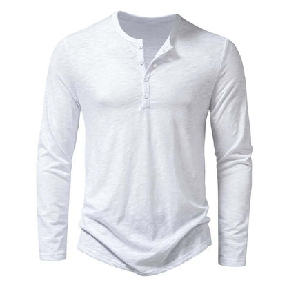 Chemise décontractée à manches longues pour hommes avec col quart de bouton