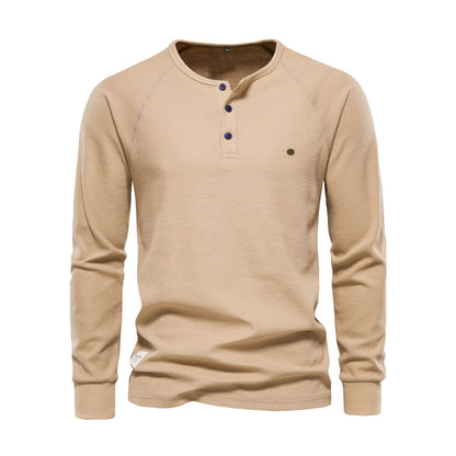 Männer Langarmshirt Einfach Viertelknopf - IdealeKleiden