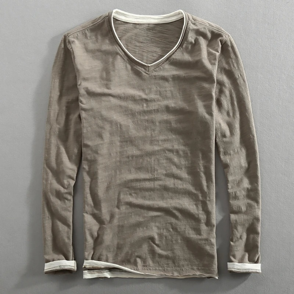 T-shirt homme à manches longues col V moderne