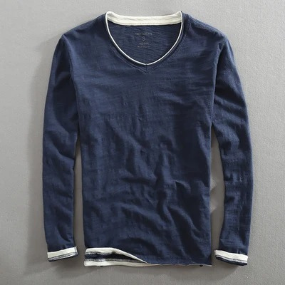 T-shirt homme à manches longues col V moderne