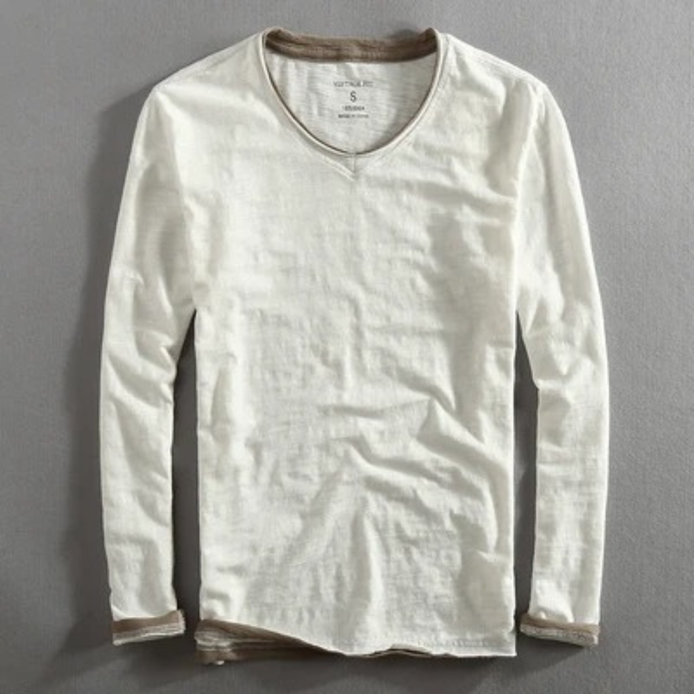 T-shirt homme à manches longues col V moderne
