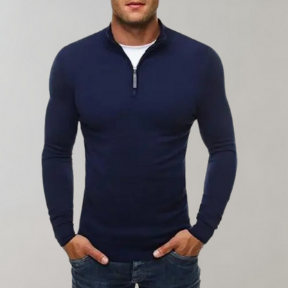 T-shirt homme manches longues coupe slim avec fermeture éclair