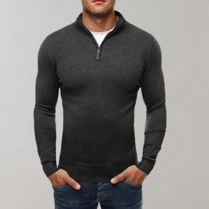 T-shirt homme manches longues coupe slim avec fermeture éclair
