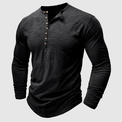 T-shirt homme manches longues élégant style Henley