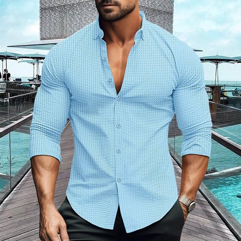 Chemise à manches longues respirante avec col pour hommes