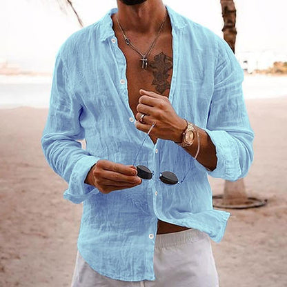 Chemise en lin légère pour homme Été