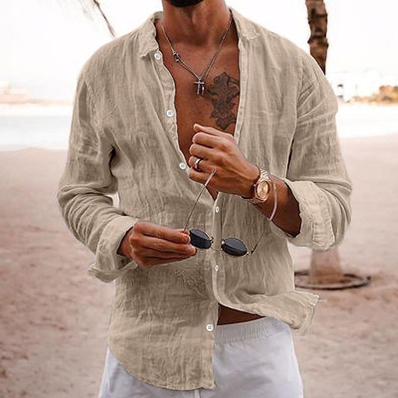 Chemise en lin légère pour homme Été