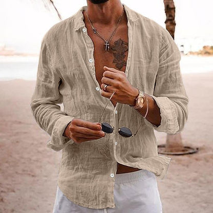Chemise en lin légère pour homme Été
