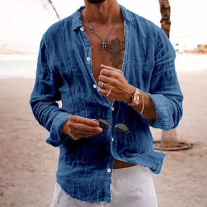 Chemise en lin légère pour homme Été