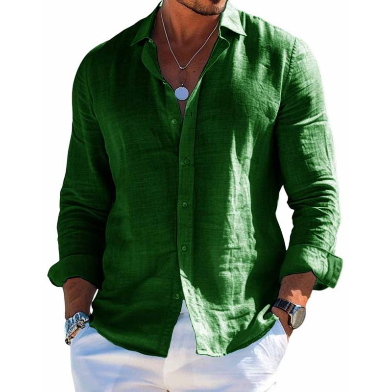 Chemise en lin à manches longues coupe ample homme