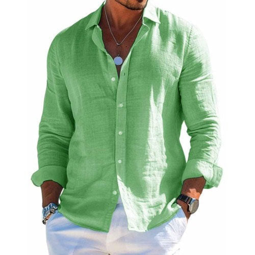 Chemise en lin à manches longues coupe ample homme