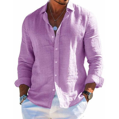 Chemise en lin à manches longues coupe ample homme
