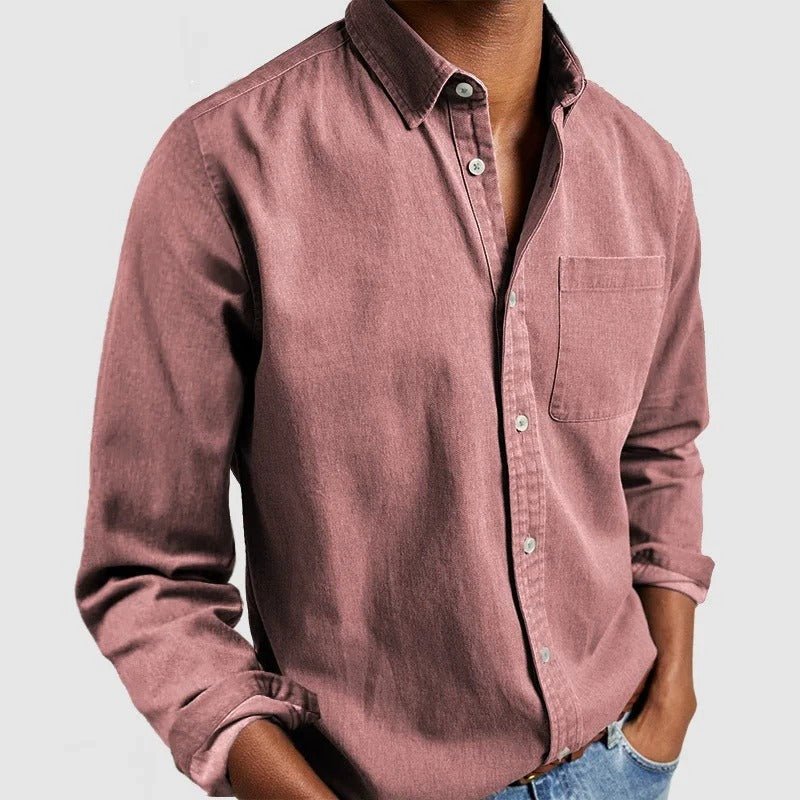 Chemise homme à manches longues coupe droite classique