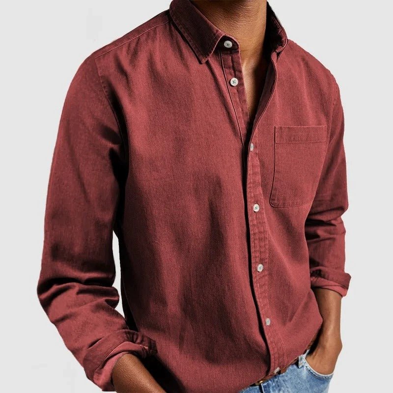 Chemise homme à manches longues coupe droite classique