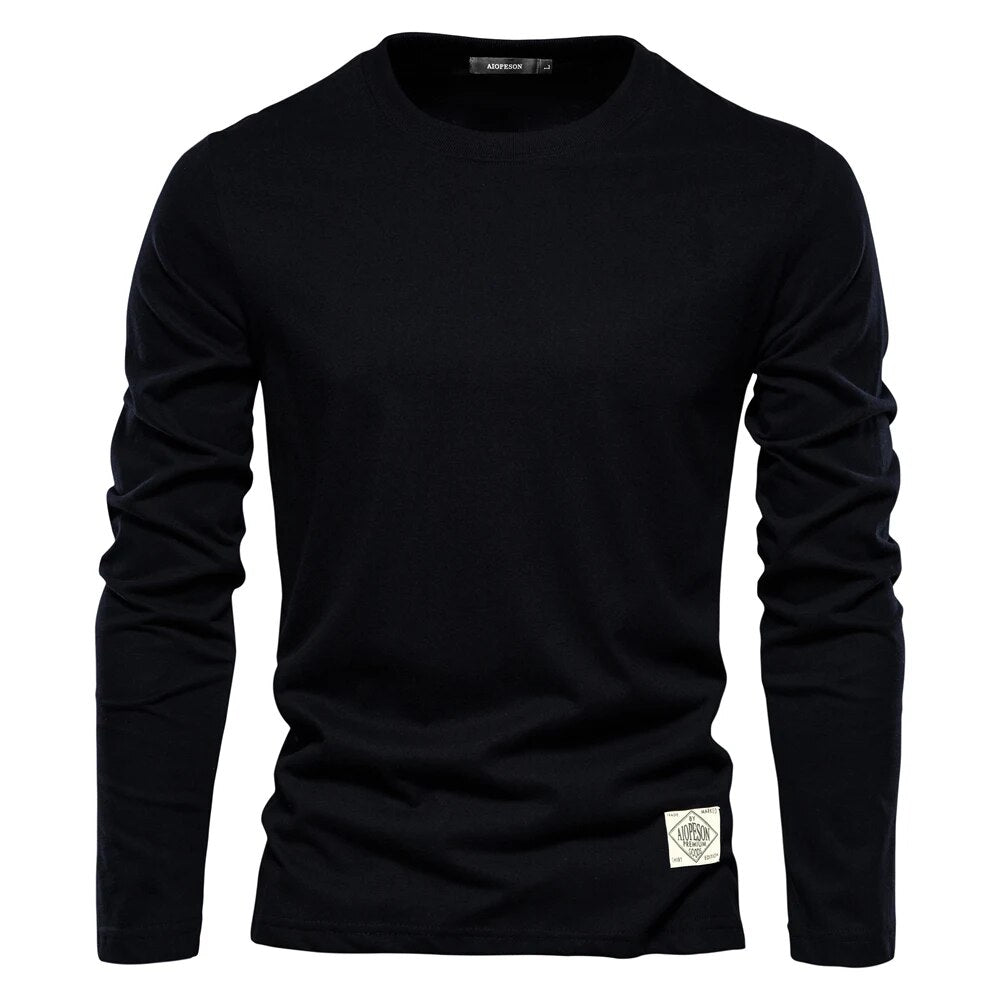 T-shirt à manches longues classique pour hommes col rond