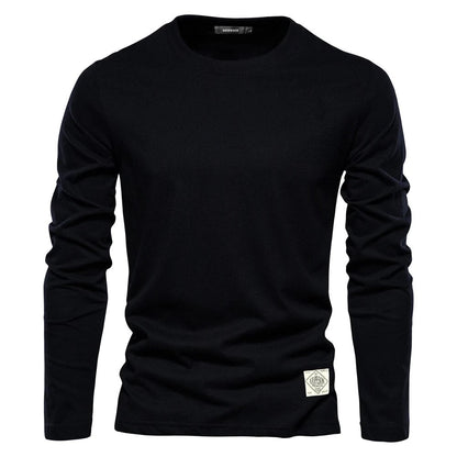 T-shirt à manches longues classique pour hommes col rond