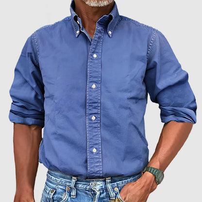 Chemise décontractée pour homme en coton avec col et boutonnage