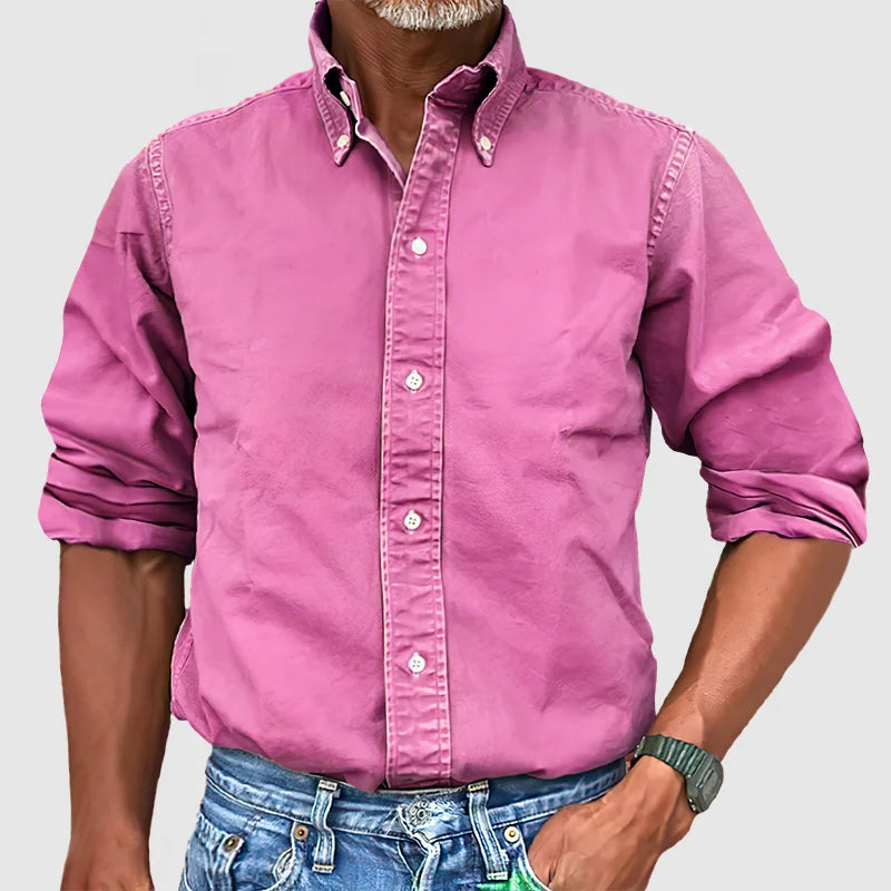 Chemise décontractée pour homme en coton avec col et boutonnage