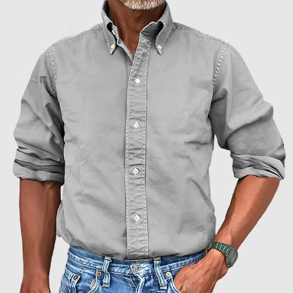 Chemise décontractée pour homme en coton avec col et boutonnage