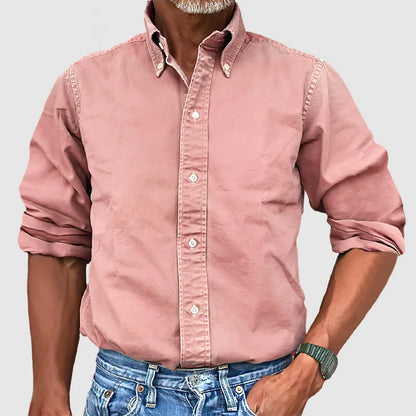 Chemise décontractée pour homme en coton avec col et boutonnage