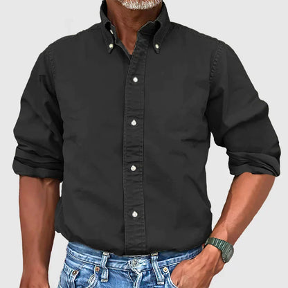 Chemise décontractée pour homme en coton avec col et boutonnage