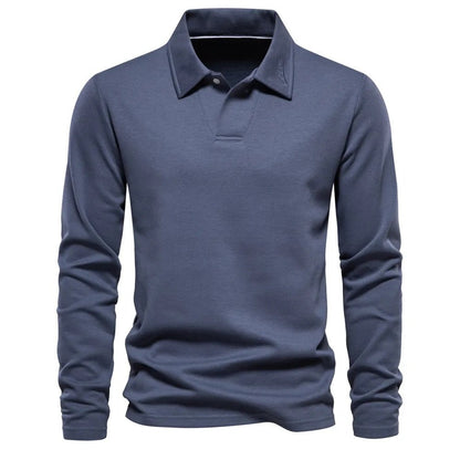 Herren Poloshirt Elegantes Design Langarm - IdealeKleiden