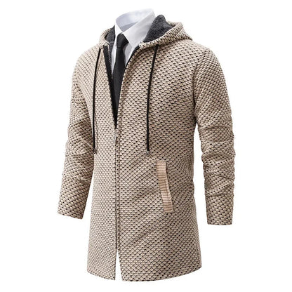 Gilet en maille à capuche long pour homme