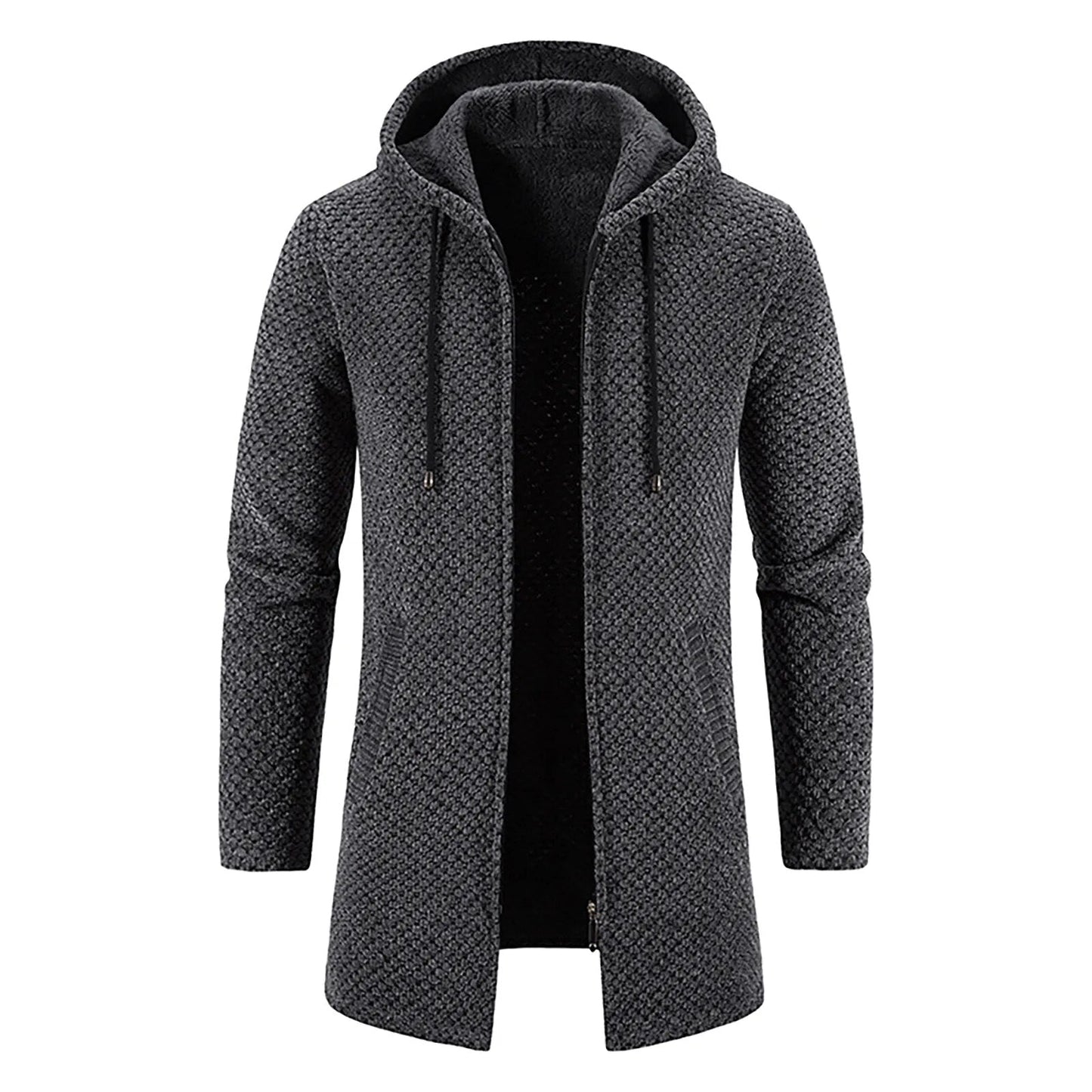 Gilet en maille à capuche long pour homme