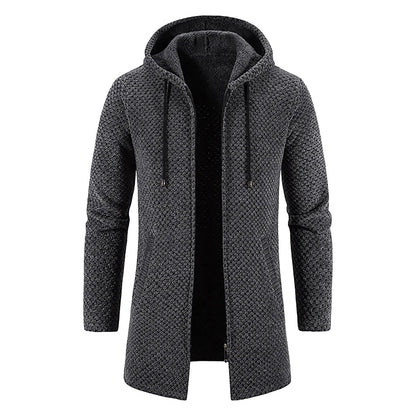 Gilet en maille à capuche long pour homme