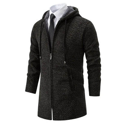 Gilet en maille à capuche long pour homme