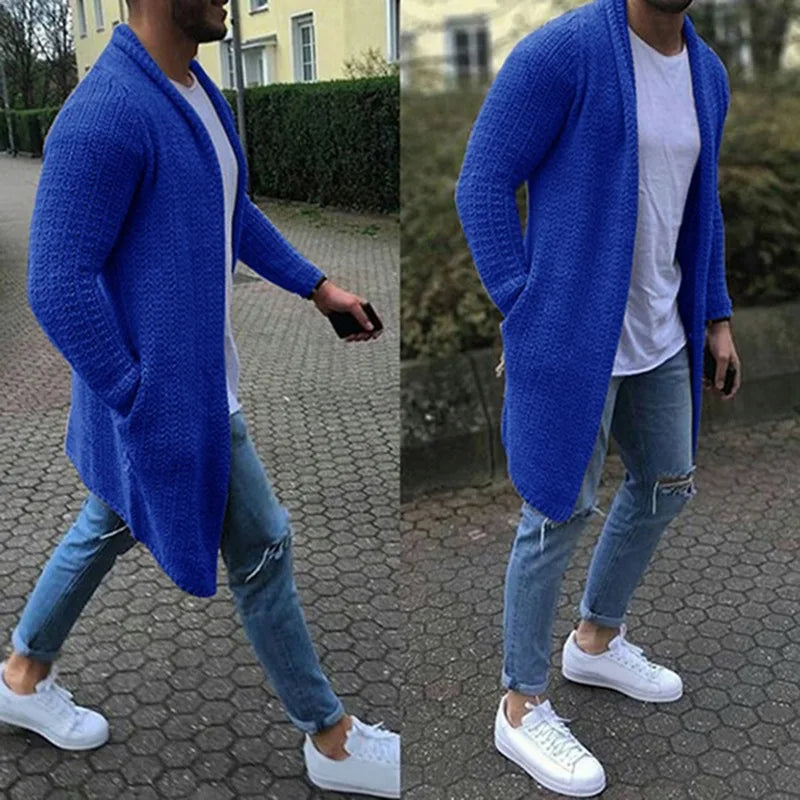 Gilet long chaud ouvert pour homme