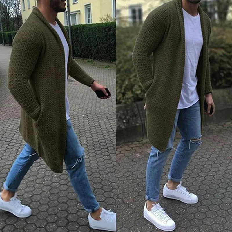 Gilet long chaud ouvert pour homme
