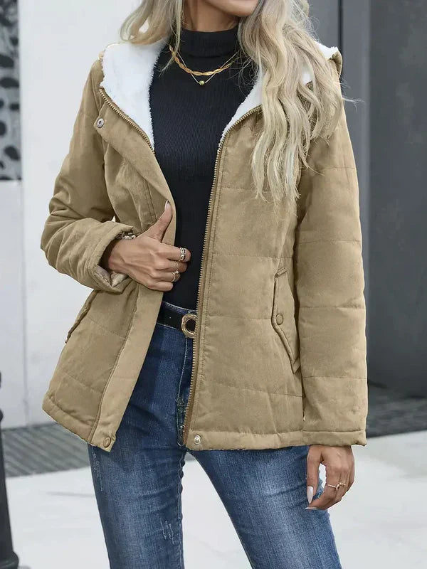 Parka d'hiver élégant pour femme avec capuche et poches