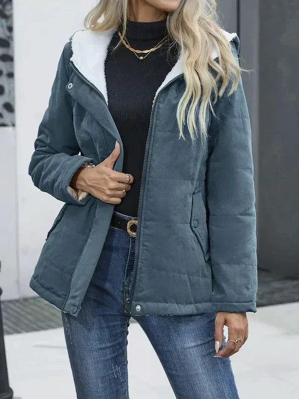 Parka d'hiver élégant pour femme avec capuche et poches