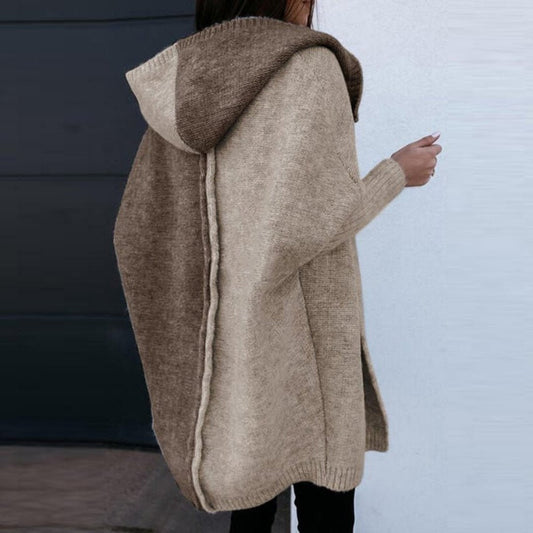 Damen Strickcardigan Lang Kapuze Warm - IdealeKleiden