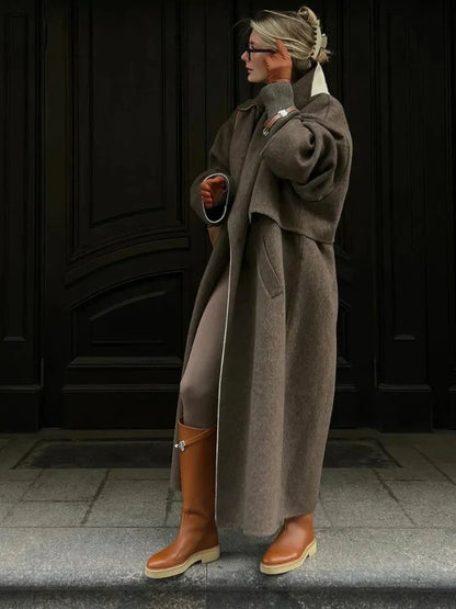 Grand manteau de laine Trench-coat surdimensionné pour femmes