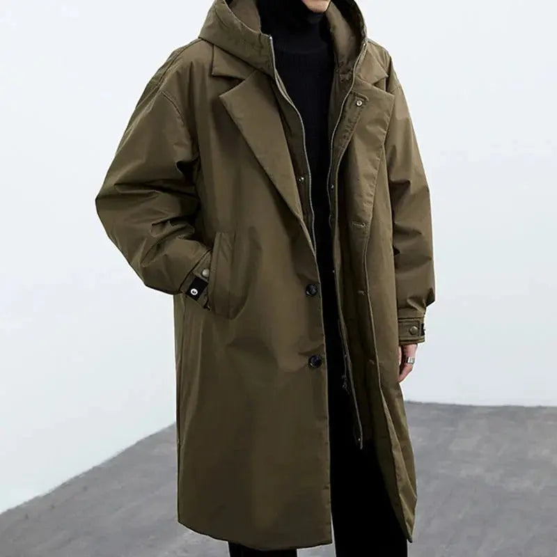 Wasserdichter Herren-Trenchcoat mit Kapuze - IdealeKleiden