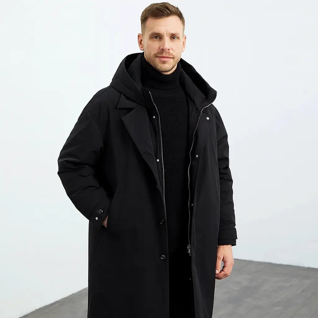 Trench-coat imperméable à capuche pour homme