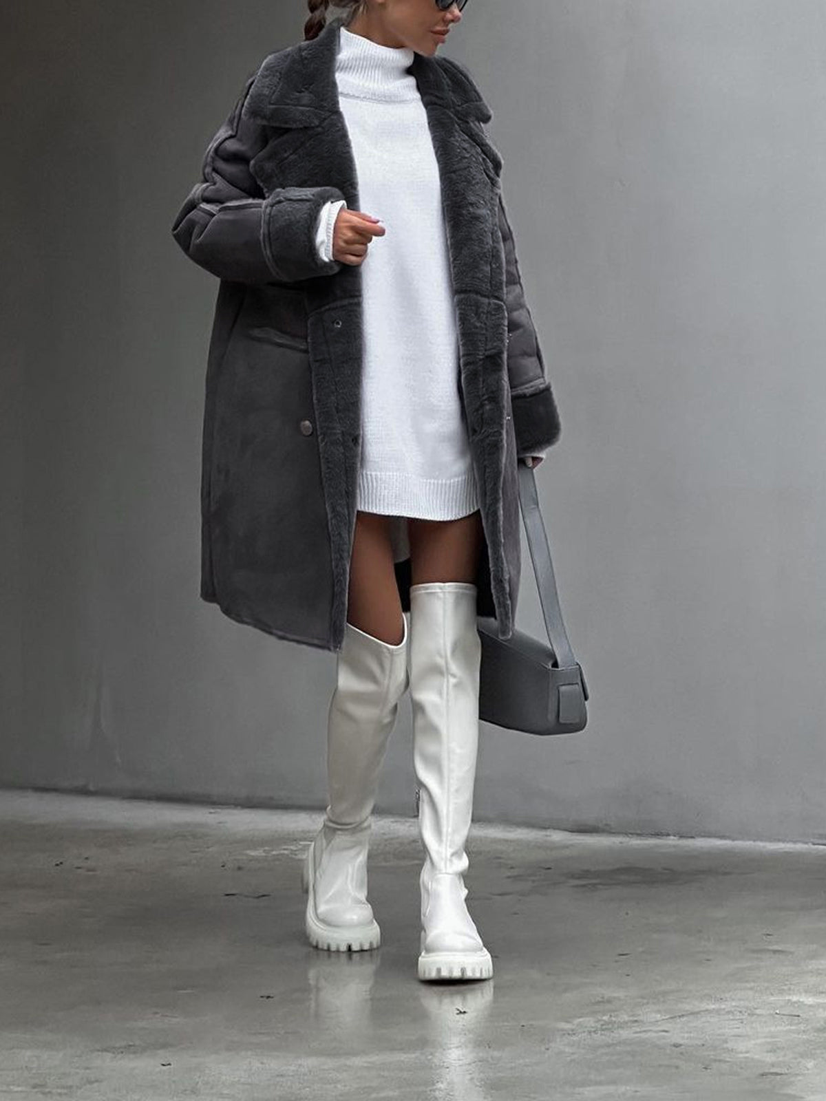 Manteau élégant pour femme grande taille, chaud et doux