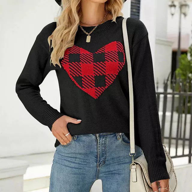 Pull en tricot cœur pour femme Moderne