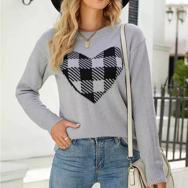 Pull en tricot cœur pour femme Moderne