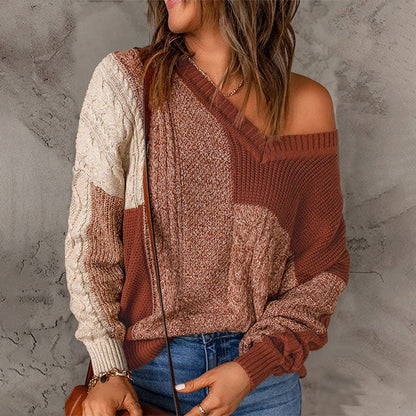 Pull en maille multicolore au design patchwork