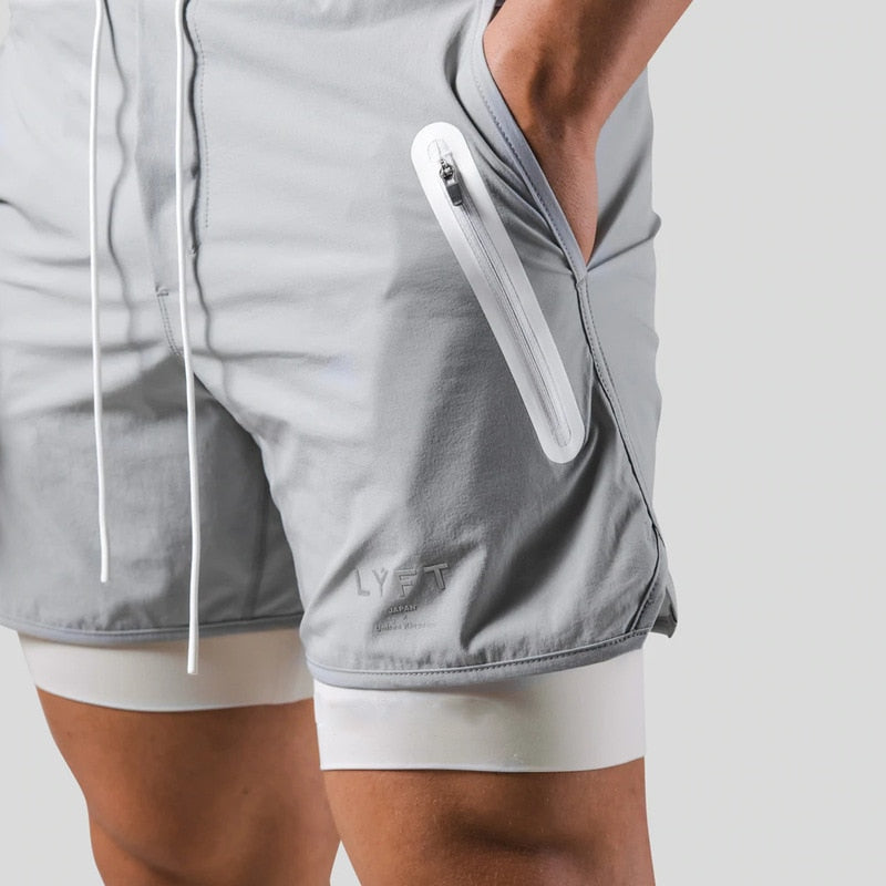 Shorts de running 2-en-1 pour homme avec poches