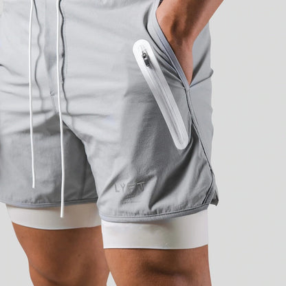 Shorts de running 2-en-1 pour homme avec poches